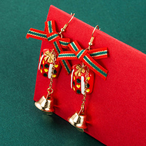Christmas Series Alloy Tree Bow Earrings