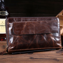 Load image into Gallery viewer, Vintage oil wax leather men&#39;s long wallet
