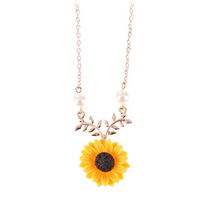 Load image into Gallery viewer, Pearl Sun Flower Necklace
