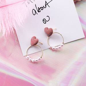 Sweet Pearl Ring Geometric Earrings