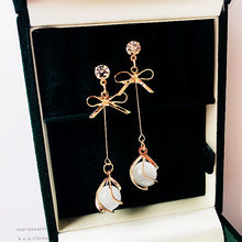 Load image into Gallery viewer, Korea Smallbow opal tassel earrings
