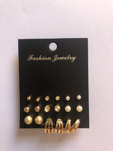 Korean version simple pearl crystal earrings