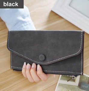 matte leather women's wallet zipper bag