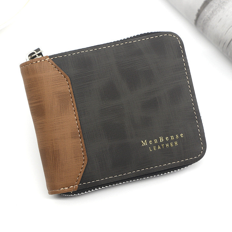 Zipper Two-fold Men's Wallet