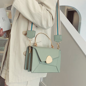 Contrast Color Leather Crossbody Bags