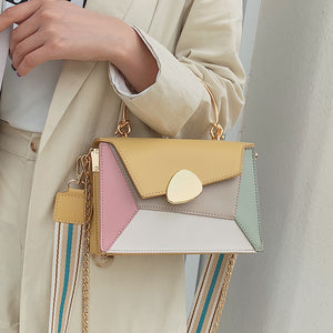 Contrast Color Leather Crossbody Bags