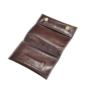 Tri-fold Leather Cigarette Bag With Zipper