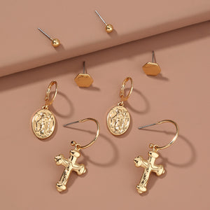 Religious Cross Multi-element Set Earrings