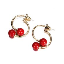 Load image into Gallery viewer, Cherry Red Pearl Earrings
