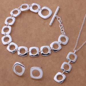 Square Bracelet Earring Necklace Set