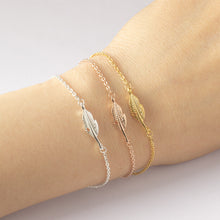 Load image into Gallery viewer, Rose Gold Feather Leaf Delicate Bracelet
