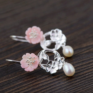 Flower and Pearl Earrings