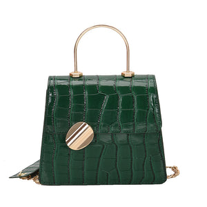 Solid Color Pu Stone Embossed Flap Handbag