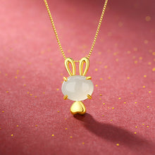 Load image into Gallery viewer, S925 Silver Natural Hetian Jade Cute Rabbit Pendant Necklace
