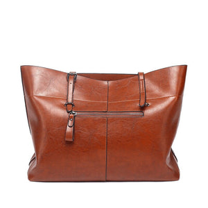 Casual Wax Cowhide Handbag