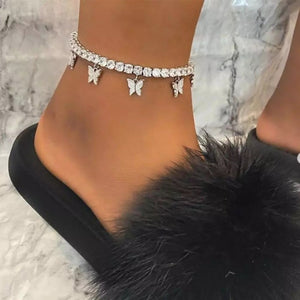 Creative Rhinestone Butterfly Anklet