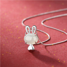 Load image into Gallery viewer, S925 Silver Natural Hetian Jade Cute Rabbit Pendant Necklace
