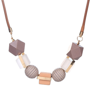 Colored wood pendant necklace