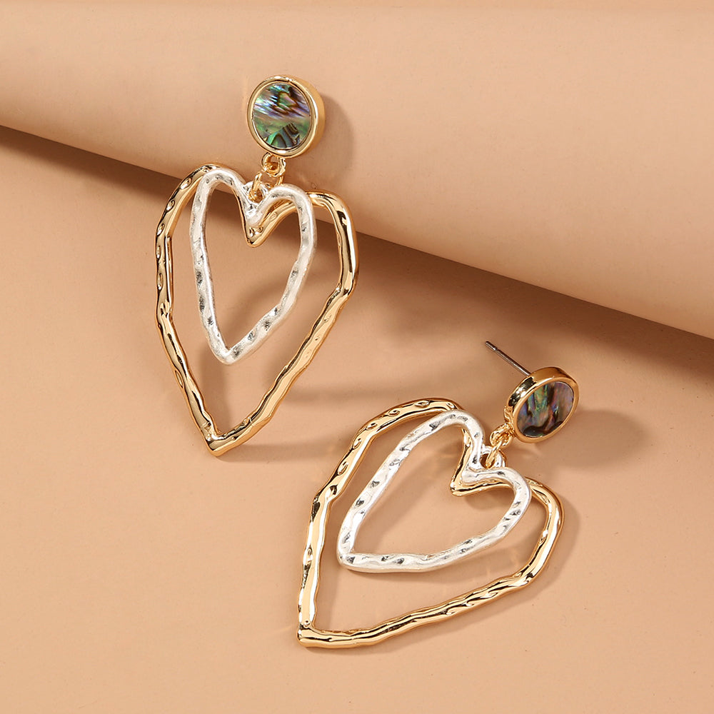 Two-tone Heart Abalone Shell Earring