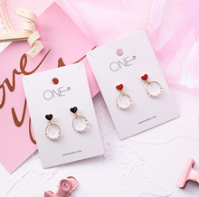 Load image into Gallery viewer, Mini love pearl circle earrings
