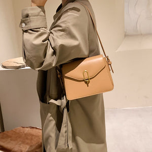Fashion Solid Color Pu Flap Shoulder Bag