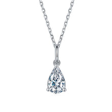 Load image into Gallery viewer, La Moissanite Pendant Necklace 9 Sterling Silver Pear Shape
