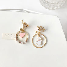 Load image into Gallery viewer, Love Stud Earrings With Pearls And Diamonds
