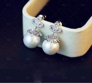 Pure silver pearl earrings