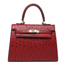 Load image into Gallery viewer, High-Quality Leather Ostrich Pattern Kelly Bag Handbag
