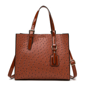 Large-capacity open stitching ostrich pattern handbag