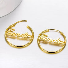 Load image into Gallery viewer, Custom Hoop Earrings Name Letter Stainless Steel Gold Color
