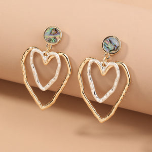 Two-tone Heart Abalone Shell Earring