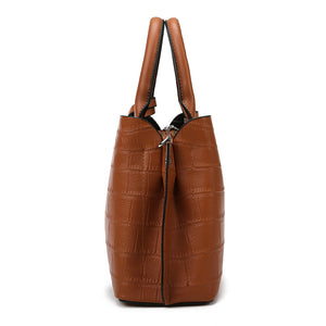 High-Grade Pu Stone Pattern Large-Capacity Handbag
