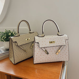High-Quality Leather Ostrich Pattern Kelly Bag Handbag