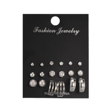 Load image into Gallery viewer, Korean version simple pearl crystal earrings
