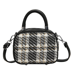 Plaid Stitching Round Trendy Handbag