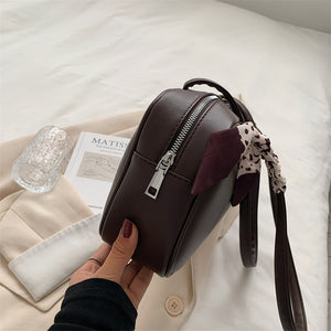 Silk Scarf Leather Shoulder Bag