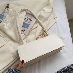 Pure Color Stereotyped Intellectual Lock Silk Scarf Handbag