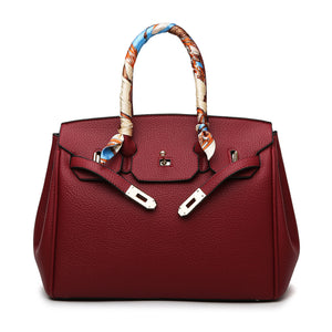 Pure color PU high-end handbag
