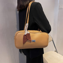 Load image into Gallery viewer, Silk Scarf Leather Shoulder Bag
