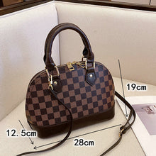 Load image into Gallery viewer, Stitching Contrast Color Full-Print Double Zipper Handbag
