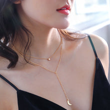 Load image into Gallery viewer, Copper Star Moon Y-shaped Multilayered Chain Necklace
