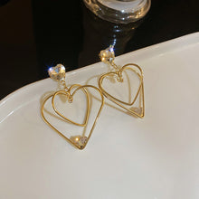 Load image into Gallery viewer, Silver Needle Diamond Zircon Love Earrings
