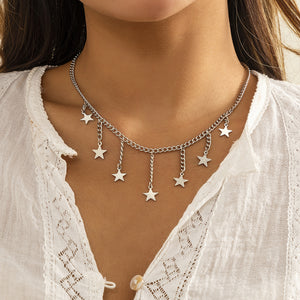 All-match Simple Tassel Star Pendant Necklace