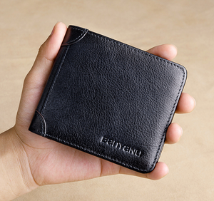 Men's Short Leather Large-capacity Horizontal Wallet