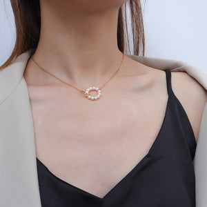 Fashion Simple Ring Imitation Pearl Necklace