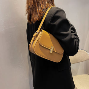 Ladies Classic Solid Color PU Flip Flap Handbag