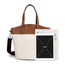 Load image into Gallery viewer, Fashion Contrast Canvas With Pu Handbag

