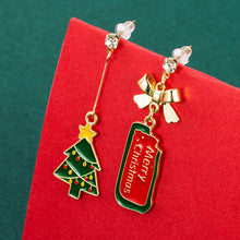 Load image into Gallery viewer, Christmas Series Alloy Tree Bow Earrings
