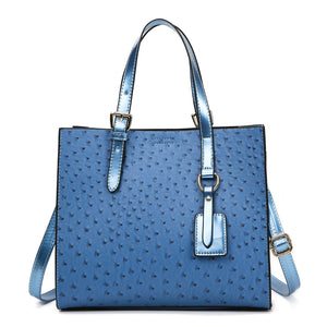 Large-capacity open stitching ostrich pattern handbag